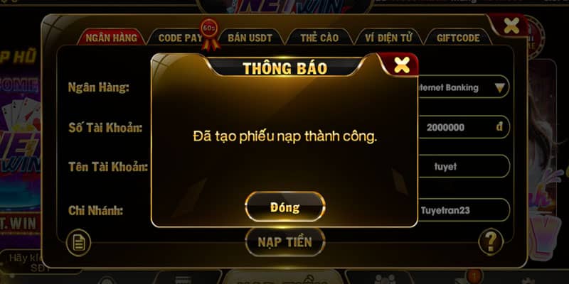 Đã tạo phiếu thành công